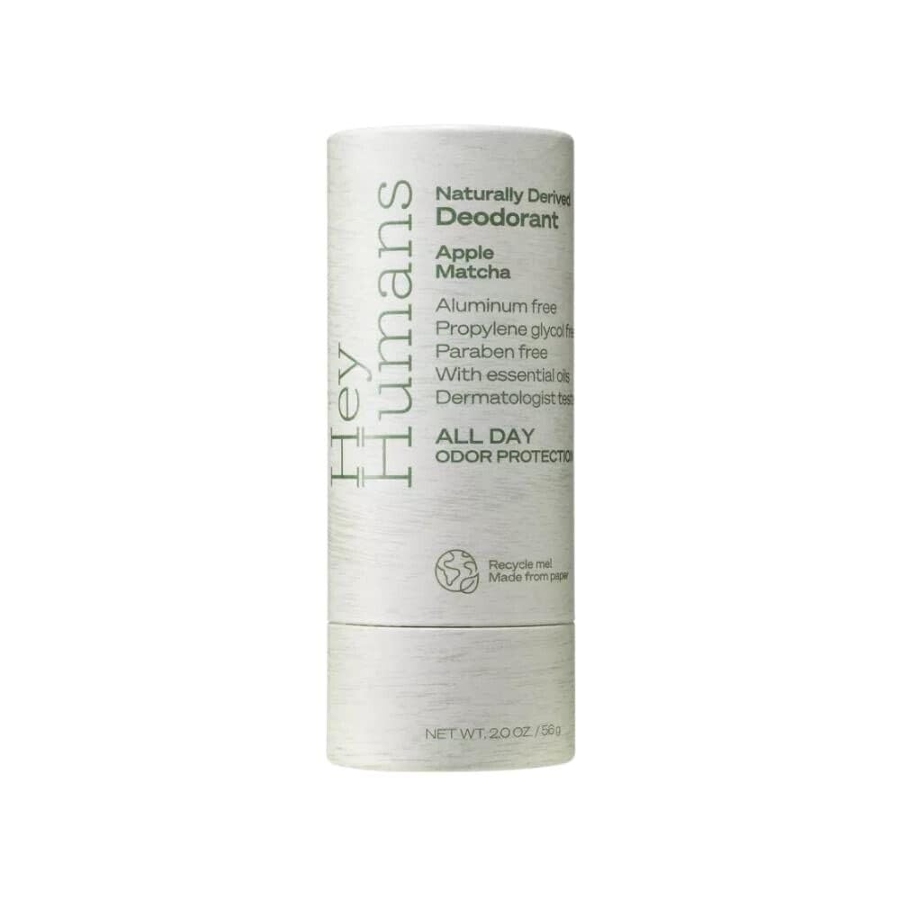 Hey Humans Deodorant, Aluminum Free Deodorant for Women and Men, Contains Naturally Derived Ingredients, All Day Odor Control, Refreshing Essential Oils, Earth Friendly Package, Apple Matcha