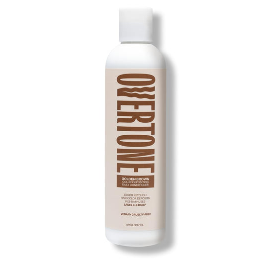 Overtone Daily Color Depositing Conditioner For All Hair Types: 8 oz Temporary Coloring Conditioner with Shea Butter & Coconut Oil - Refresh Color & Prevent Fading - Vegan & Cruelty-Free, Golden Brown