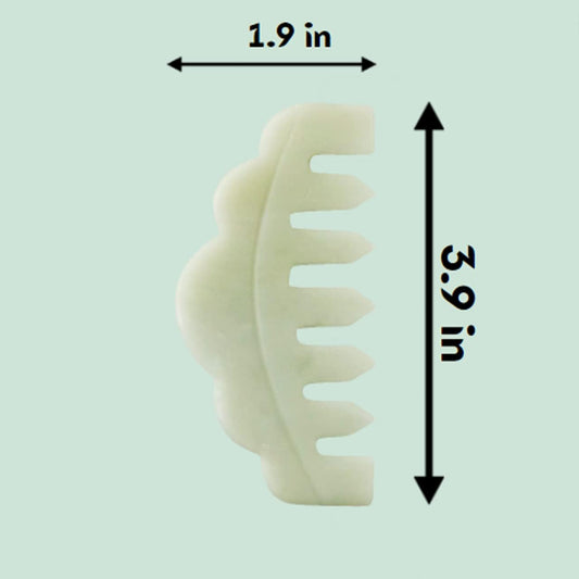 Mount Lai Hand-Carved Natural Jade Gua Sha Scalp Comb – Scalp Massager & Scraping Guasha Tool for Relaxation, Blood Circulation & Cooling