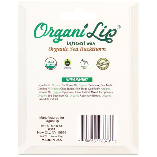 Organic Lip Balm, Spearmint Flavor, Ultra Hydrating Lip Moisturizer for Dry Lips, Oval Shaped Tube, USDA Certified Organic, 3 Pack - OrganiLip