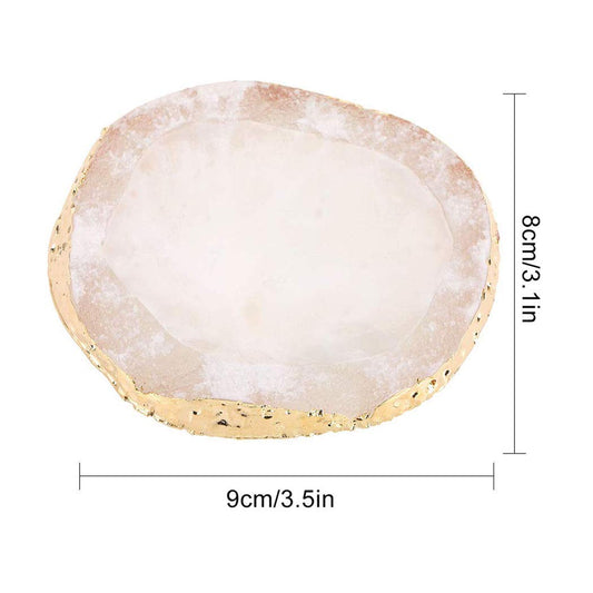 MISUD Resin Nail Art Palette, Nail Polish Drawing Color Dish Golden Edge Resin Stone Paint Drawing Color Dish Manicure Nail DIY Tool (White)