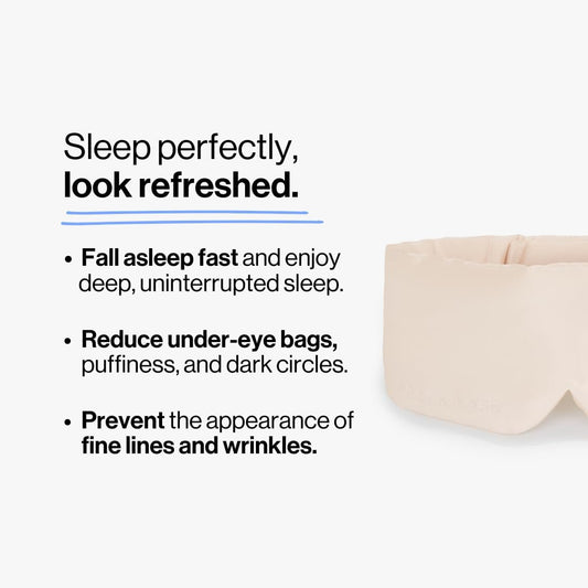 Dore & Rose Deep Sleep Mask Light Blocking, 23 Momme Mulberry Silk Eye Mask, Ultra Soft, Adjustable - Travel Sleeping Mask for Men & Women - Champagne