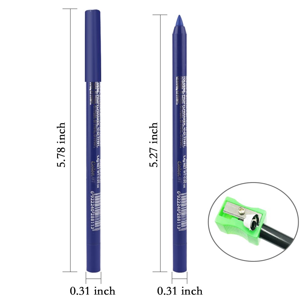 evpct 3Pcs Shimmer Emerald Green & Shimmer Royal Blue & Violet Gel Glitter Eyeliner Pencils Set for Women Waterproof Smudge Proof lapiz de ojos delineador de ojos contra el agua Eye Liner Makeup