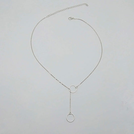 Creative Y-shaped Necklace Hollow Ring Necklace Chain Jewelry Accessories for Women and Girls