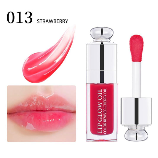 Hydrating Lip Glow - Tinted Lip Oil for Dry Lips - Non-sticky Big Brush Head - Lip Plumping - 013