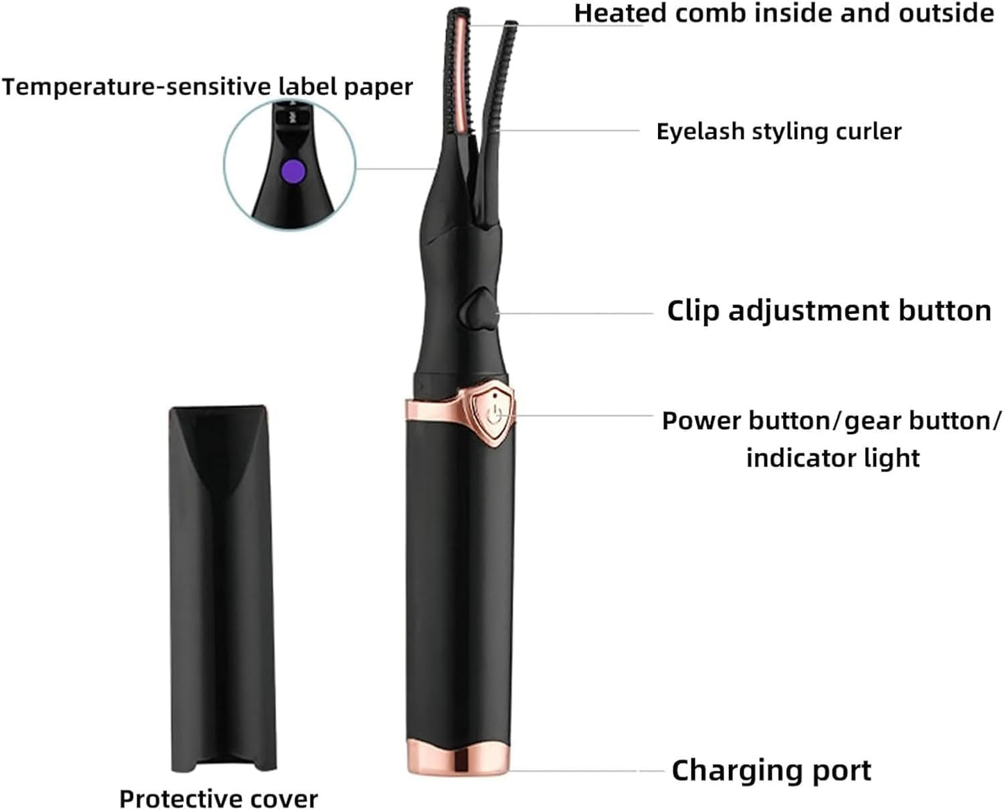 Electric Eyelash Curlers, 2025 New Heated Eyelash Curler, Eyelash Curler for Women, with 8s Fast Heating, 3 Adjustable Temperatures, USB Rechargeable for Long-Lasting Curls (2Pcs Black)