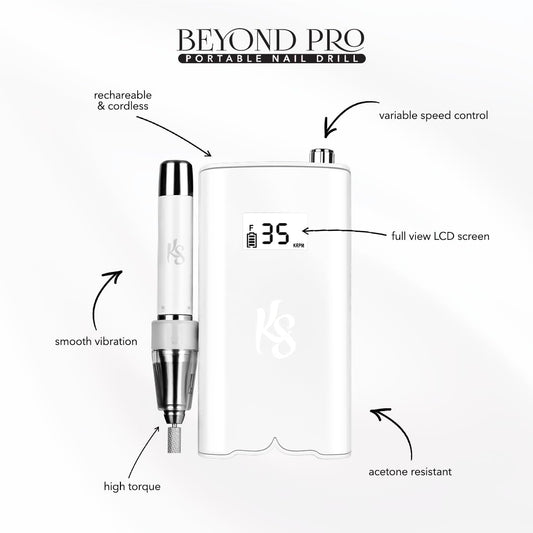 Kiara Sky Beyond Pro Nail Drill | Portable, Rechargeable & Cordless | White