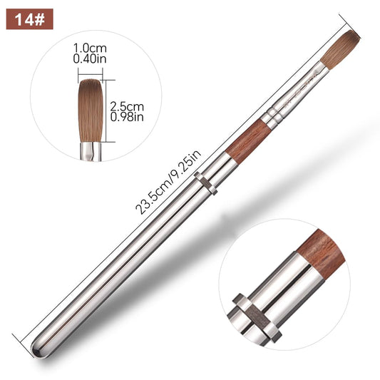 KADS Acrylic Nail Brush with Penholder Nail Brush for Acrylic Application-Oval Shaped Powder Nail Design Tools for Professional Manicure DIY Home Salon (14#)