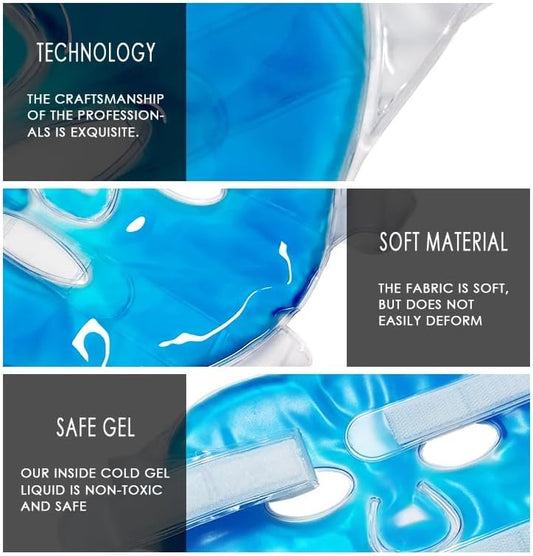 Ice Face Mask Reusable,Cold Hot Compress Gel Ice Facial Mask with Gel Beads,Face SPA for Woman Sleeping Reduce Eye Puffiness Face Puffiness Sleeping Travel (Blue)