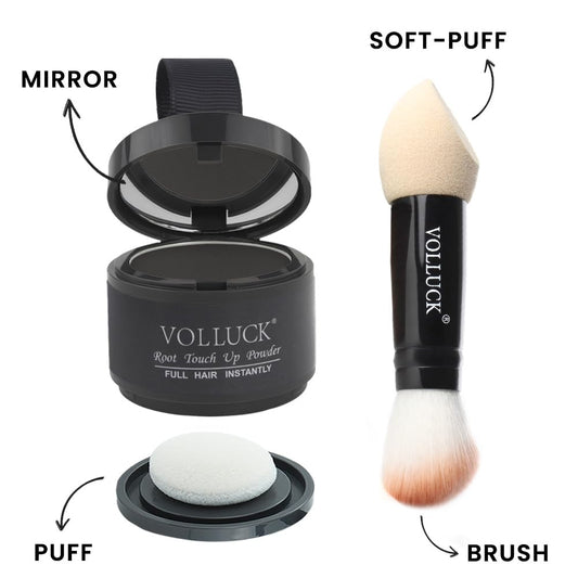 Root Touch Up Powder, Instantly Gray Root Cover Up Hairline Powder, Hair Concealer for Women and Men (A-Black, 2PC)