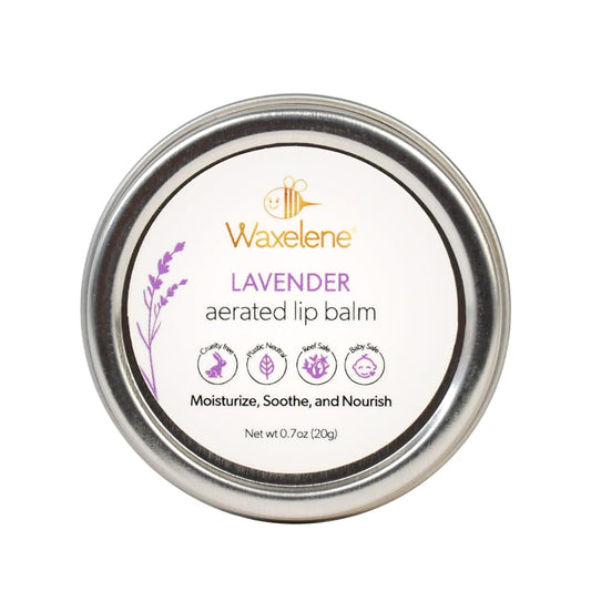 Waxelene Lavender Aerated Lip Balm Tin 4 Piece, Best Lip Balm Ever Organic Calming Multipurpose Ointment Baby Eczema Dry Skin Face Moisturizer