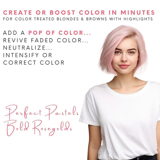 Watercolors INTENSE METALLIC Semi Permanet Color Depositing Shampoo-Sulfate & Paraben Free to Maintain & Enhance Hair Color 8 fl oz - ROSE GOLD (2 Count)