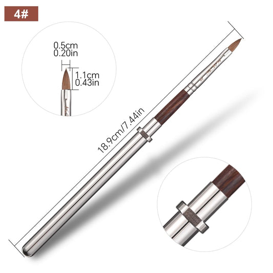 KADS Acrylic Nail Brush with Penholder Nail Brush for Acrylic Application-Oval Shaped Powder Nail Design Tools for Professional Manicure DIY Home Salon (4#)