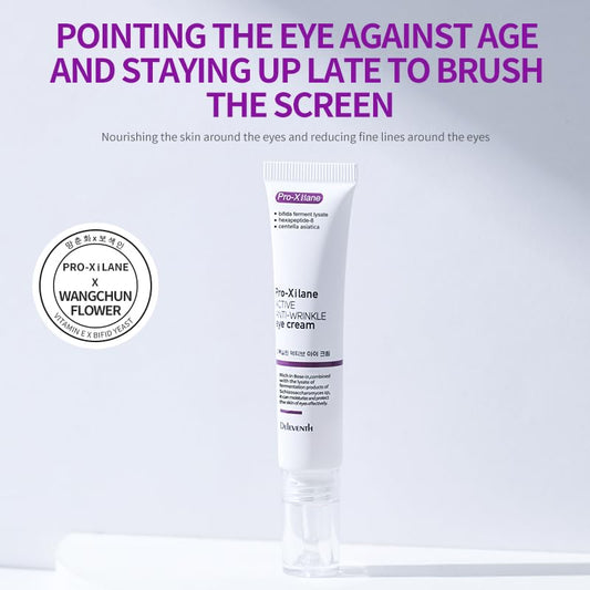 DEleventh Korean Brand Pro-Xilane Active Anti-Wrinkle Eye Cream 20g / Anti-Aging, Anti-Oxidation, Fade Fine Lines, Reduces Wrinkles, Dark Circles & Puffiness for Youthful, Bright Eyes