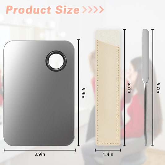 3PCS Makeup Mixing Palette, Stainless Steel Cosmetic Makeup Palette With Spatula Makeup Artist Tool, Professional Cosmetic Mixing Makeup Palette For Mixing Eye Shadow/Eyelash/Nail Art/Foundation