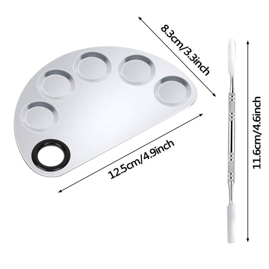 2 Pack Professional Makeup Palette, 2 Types Pro Lady Stainless Steel Cosmetic Artist Spatula with Spatula Tool for Mixing Foundation by ACKLLR, Silver