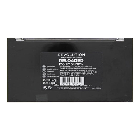 Makeup Revolution Reloaded Palette, Makeup Eyeshadow Palette, Includes 15 Shades, Lasts All Day Long, Vegan & Cruelty Free, Iconic Division, 16.5g