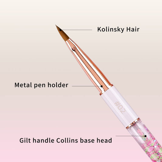 Acrylic Nail Brush Size 2,KEMEISI 100% Pure Kolinsky Nail Art Brushes Sturdy Handle Oval Shaped Acrylic Powder Nail Design Tools for Professional Manicure DIY Home Salon (White)