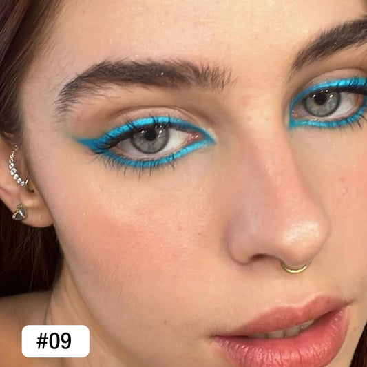 evpct Blue Glitter Eyeliner Pencil for Eyes, Navy Sky Blue Metallic Shimmer Eye Liner Pencil Makeup Waterproof Smudge Proof, Colored Gel Waterline Eyeliner, Face Eye Paint Stick Halloween Makeup 09