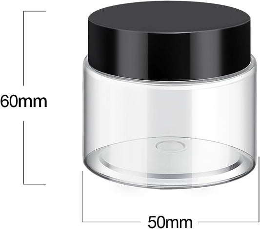 SATINIOR 36 Pieces 2.5 oz Plastic Jars with Lids Wide Mouth Airtight Reusable Container Acrylic Cosmetic Small Jars for Lotions Ointments Travel Toiletries Creams Make up Storage(Black)