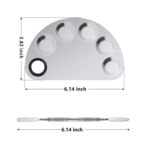 Makeup Mixing Palette, Premium Stainless Steel Cosmetic Makeup Palette with Spatula Tool, Nail-art Cosmetic Palette for Mixing Cosmetic/Nail Polish/Pigment (Semicircle)