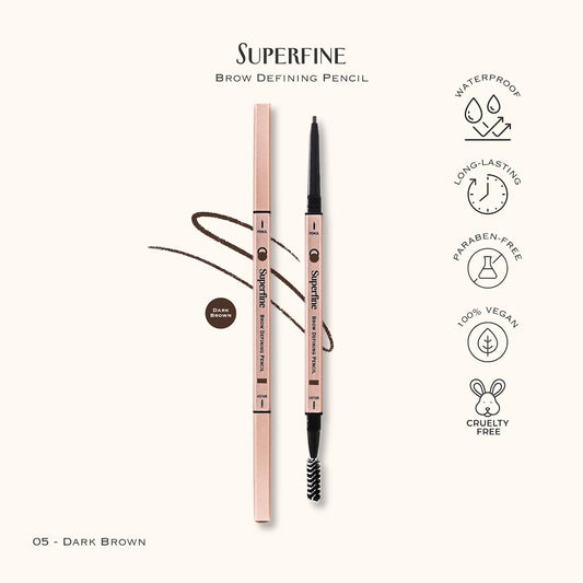 Beauty Superfine Micro Brow Pencil – 1.5mm Ultra-Fine Tip, Waterproof, Vegan Formula, 6 Shades – Long-Lasting Natural Eyebrow Pencil (05 - Dark Brown, 0.08G/0.002 FL.OZ(pack of 1))
