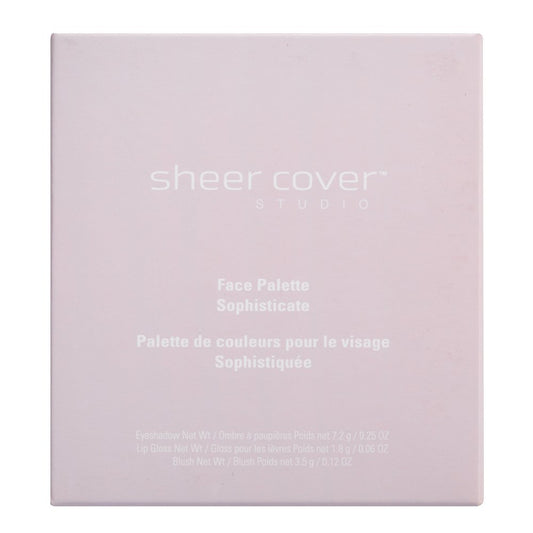 Sheer Cover – Sophisticate Look Face Palette For Eyes, Lips, and Cheeks – with Brush