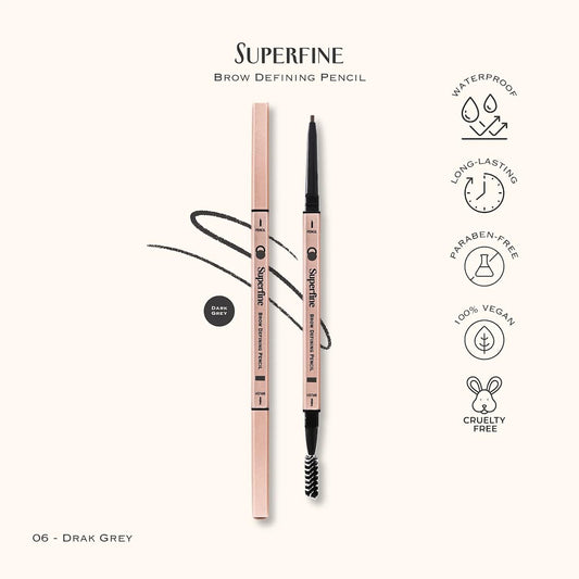 Beauty Superfine Micro Brow Pencil – 1.5mm Ultra-Fine Tip, Waterproof, Vegan Formula, 6 Shades – Long-Lasting Natural Eyebrow Pencil (06 - Dark Grey, 0.08G/0.002 FL.OZ(pack of 1))