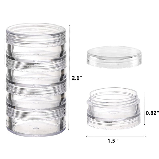 5 Set (20 Pieces) Stackable Cosmetic Containers with Screw Lids and Labels,10 Grams Clear Plastic Empty Jars Small Makeup Sample Containers for Beauty Products