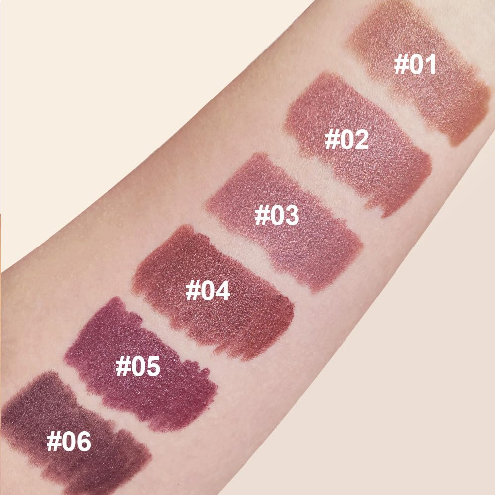 Matte Lipstick Crayon for Women, Nude Brown 24 Hour Lipstick Lip Liner Pencil, Neutral Lip Stick Lipliner Long Lasting Waterproof Smudge Proof, Vegan & Cruelty-Free, 03