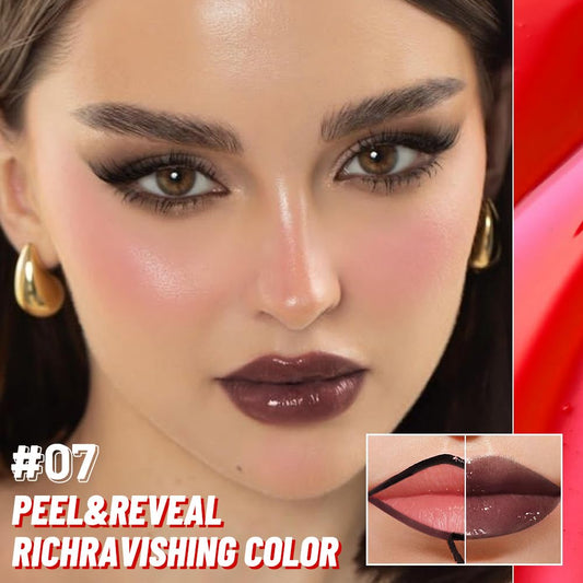 Maroon Lip Stain Peel Off Lip Gloss oil Dual-Ended Combo, Lips Liner Stain Peel Off Tattoo, Long Lasting & Waterproof, Transfer-Proof Lip Tint Stain with Lip oil for All Skin Type 07#