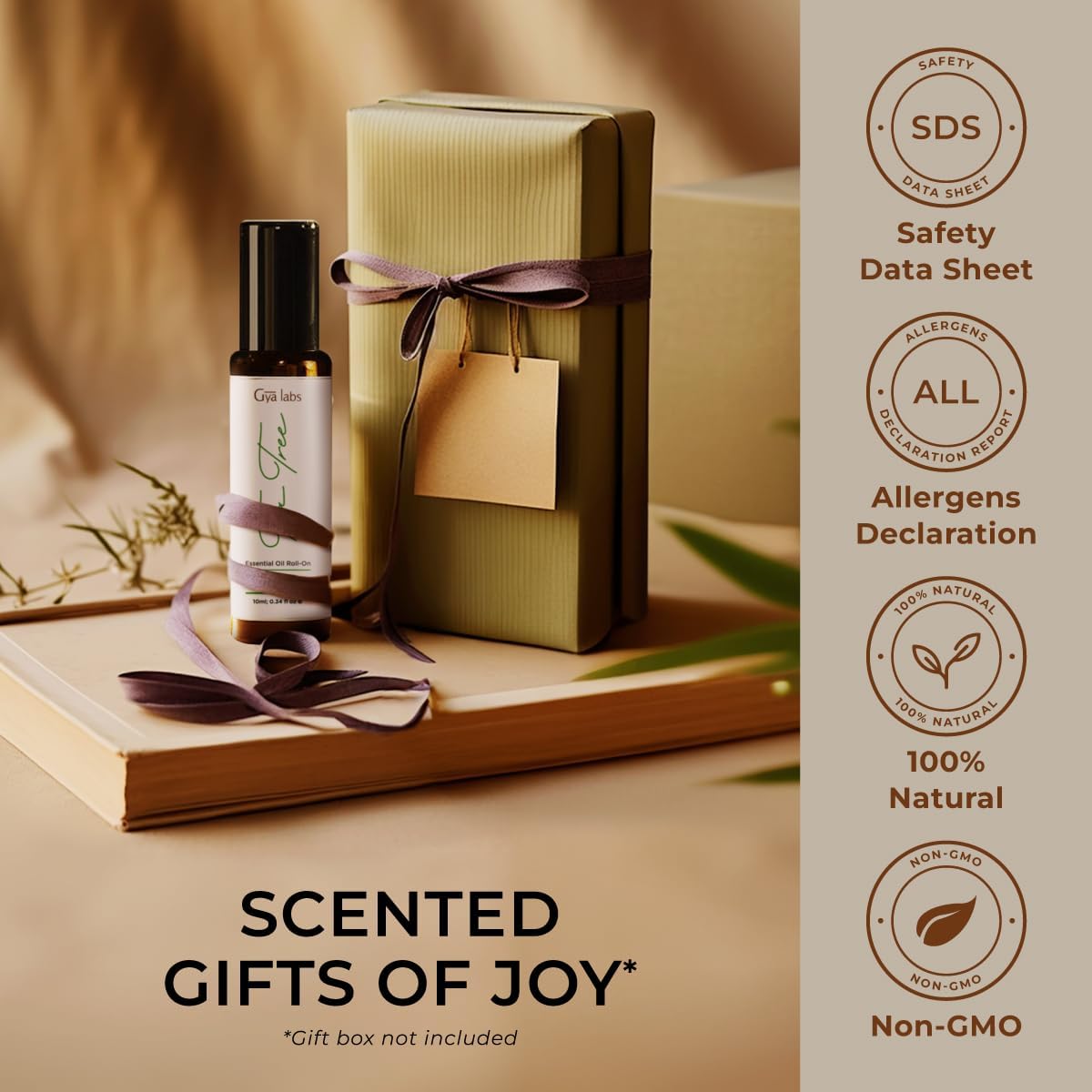 Gya Labs Tea Tree Essential Oil Roll on for Skin, Face & Nails, 100% Pure Natural Australian Melaleuca Tea Tree Oil Roller, Refreshing Aromatherapy, Travel Size (0.34 Fl Oz)