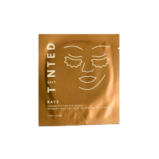 Live Tinted Rays Copper Peptide Eye Masks - Cooling, Brightening, and Nourishing Under Eye Patches, Reduces Fine Lines, Depuffs, & Hydrates with Copper Peptides, Banana Extract, and Bakuchiol - 1 Pair