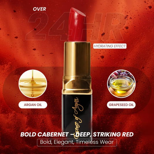 ๐๐๐๐ฒ๐ป๐ฐ๐ฒ ๐ผ๐ณ ๐๐ฟ๐ด๐ฎ๐ป Deep Moisturizing Red Lipstick, Long Lasting Lipstick & Lip Care in 1 with Pure Organic Argan Oil, Shea Butter, Jojoba Oil & Aloe Vera Hydrating, Roses R Red