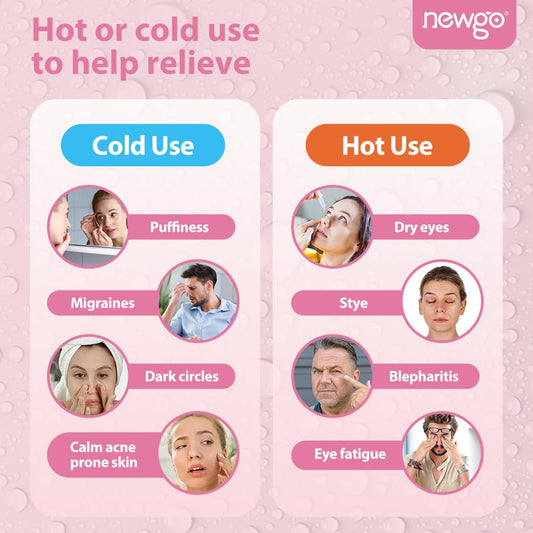 NEWGO 2Pack Cold Eye Mask Cooling Eye Mask for Dry Eyes, Gel Eye Mask Eye Ice Pack Reusable Cold Eye Compress for Dark Circles, Migraines, Eye Surgery, Skin Care (Pink)
