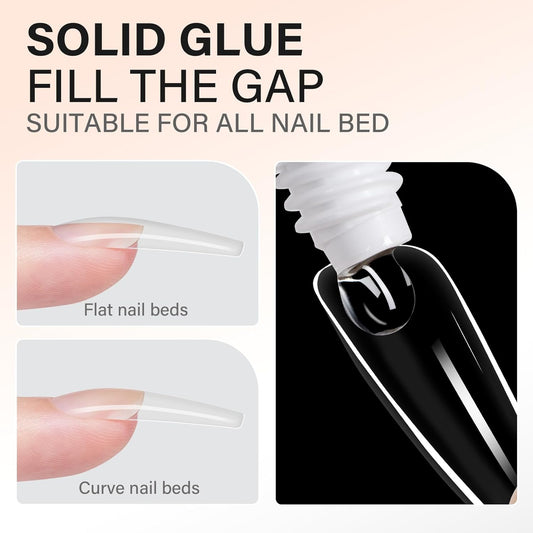 AILLSA Solid Gel Nail Glue for Nail Tips Super Strong Gel Glues Professional Fake Acrylic Soft Nails Glue U V Lamp Curing Needed - Long Lasting 15g / 0.5fl.oz