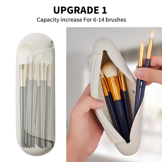 Silicone Makeup Brush Holder Travel Cosmetic Bag:Soft Portable Cosmetic Face Brushes Holder with Upgrade Anti-Fall Out Magnetic Closure, Large Travel Makeup Brush Case - Starlight