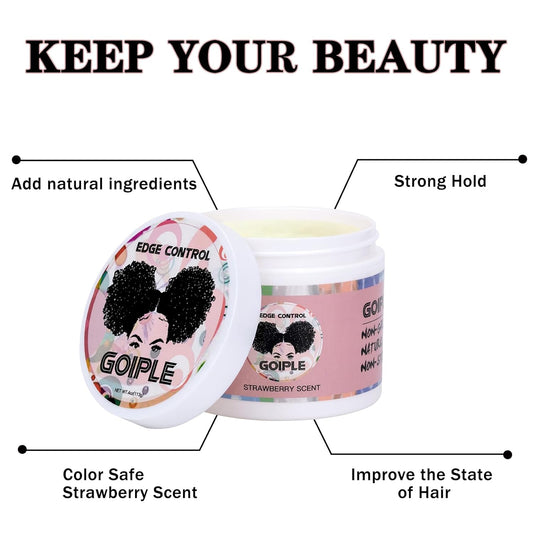 Edge Control Wax, Hair Styling Product, Strong Hold Non-greasy Edge Control Gel, Edge Wax, Rosemary Oil for Hair Growth, for Black Hair, Includes Edge Brush, 4 oz