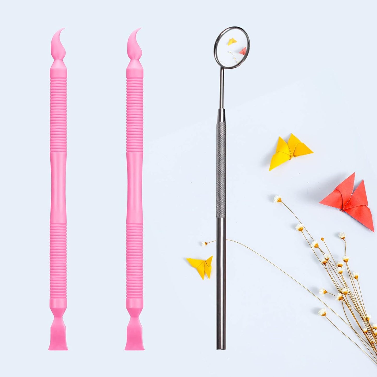 Libeauty Pink Eyelash Lift Tool, Lash Extension Supplies Metal Makeup Mirror, Lash Lifting Applicator Brush Needle for Salon or Home Use