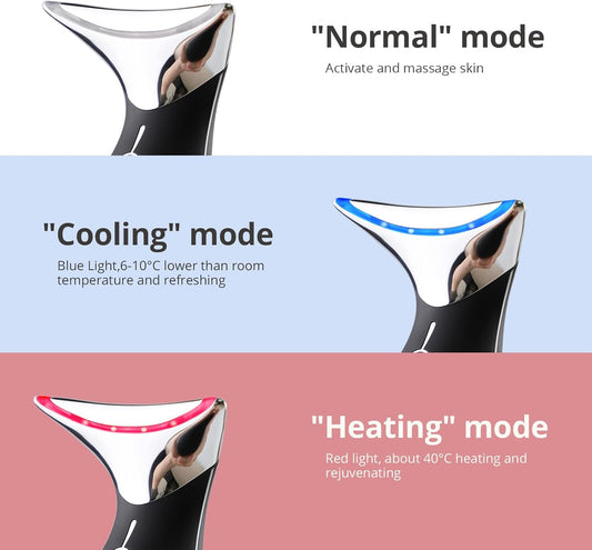 Ms.W Red Light Neck Face Massager, Facial Massager with Hot & Cold Modes for Skin Care, Vibration for Skin Tightening and Rejuvenation(Black)