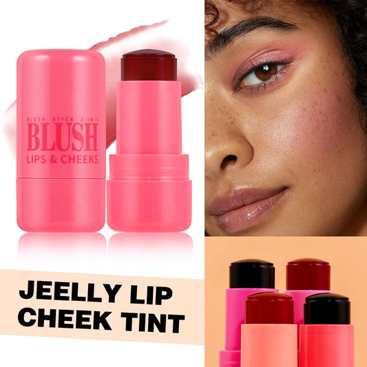 4 Pcs Milk Jelly Blush Stick,Buildable Watercolor Finish Lip and Cheek Makeup Cooling Water Jelly Tint,Vegan & Cruelty Free.(4 Color)