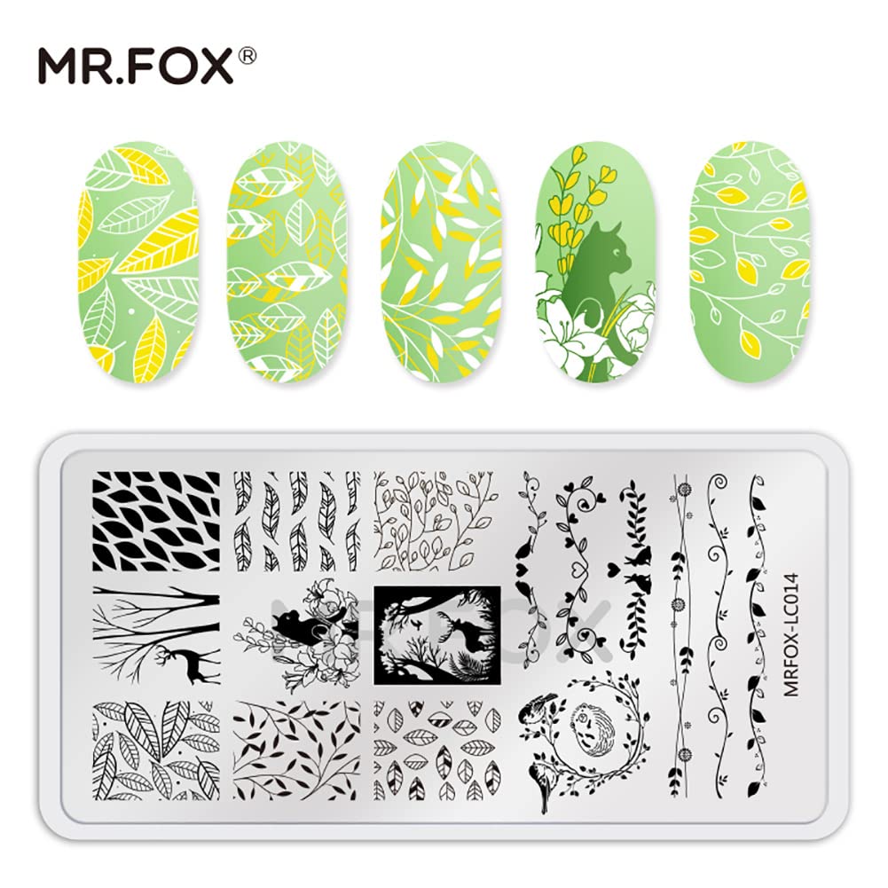 MR.FOX Nail Stamping Plate Set, 5Pcs Nail Art Stamp Kit Templates for Women with Plenty of Images