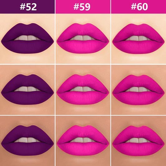 evpct 3Pcs Purple Hot Pink Fuschia Red Matte Lip Liner & Liquid Lipstick Stain Makeup Set for Women, Lip Liner Stain Long Lasting Waterproof Smudge Proof, Cruelty Free Lip Makeup 24 hours originales