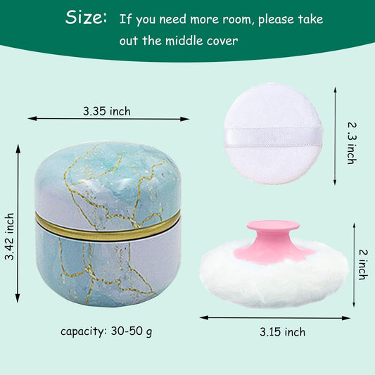 Body Powder Puff and Container for Dusting Powder, Women Powder Puff and Powder Case for Bath and Travel (Sky Gilding)