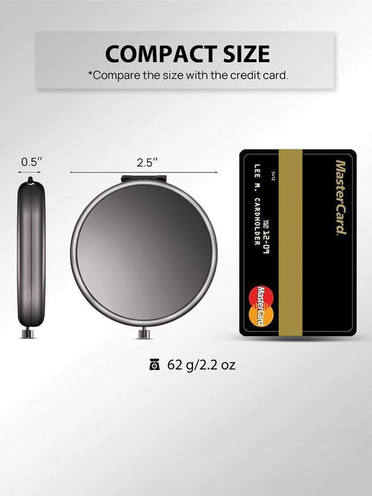 Compact Mirror Bulk, Pack of 24 Double-Sided 1X/2X Magnifying Metal Makeup Mirrors(Round, Onyx Black)