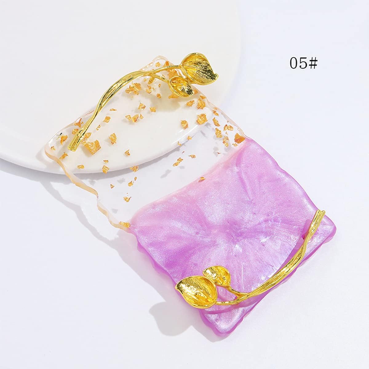 2023 Retro Nail Art Palette, Nail Painting Mixed Color Palette with Leaves Handle, Nail Holder Gel Color Makeup Display Board Pallet (Purple)