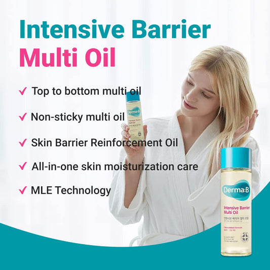 Derma B | Intensive Barrier Multi Body Oil | Moisturizing Non-Sticky Multi-Use Oil After Shower | 10 Botanical Skin Oil for Sensitive Skin | Korean Body Oils for Women & Men | 4.56 fl oz (135ml)
