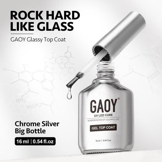GAOY 16ml 4 Pcs Glassy Gel Top Coat and Base Coat Set, No Wipe Foundation Combination for UV Light Cure Nail Polish