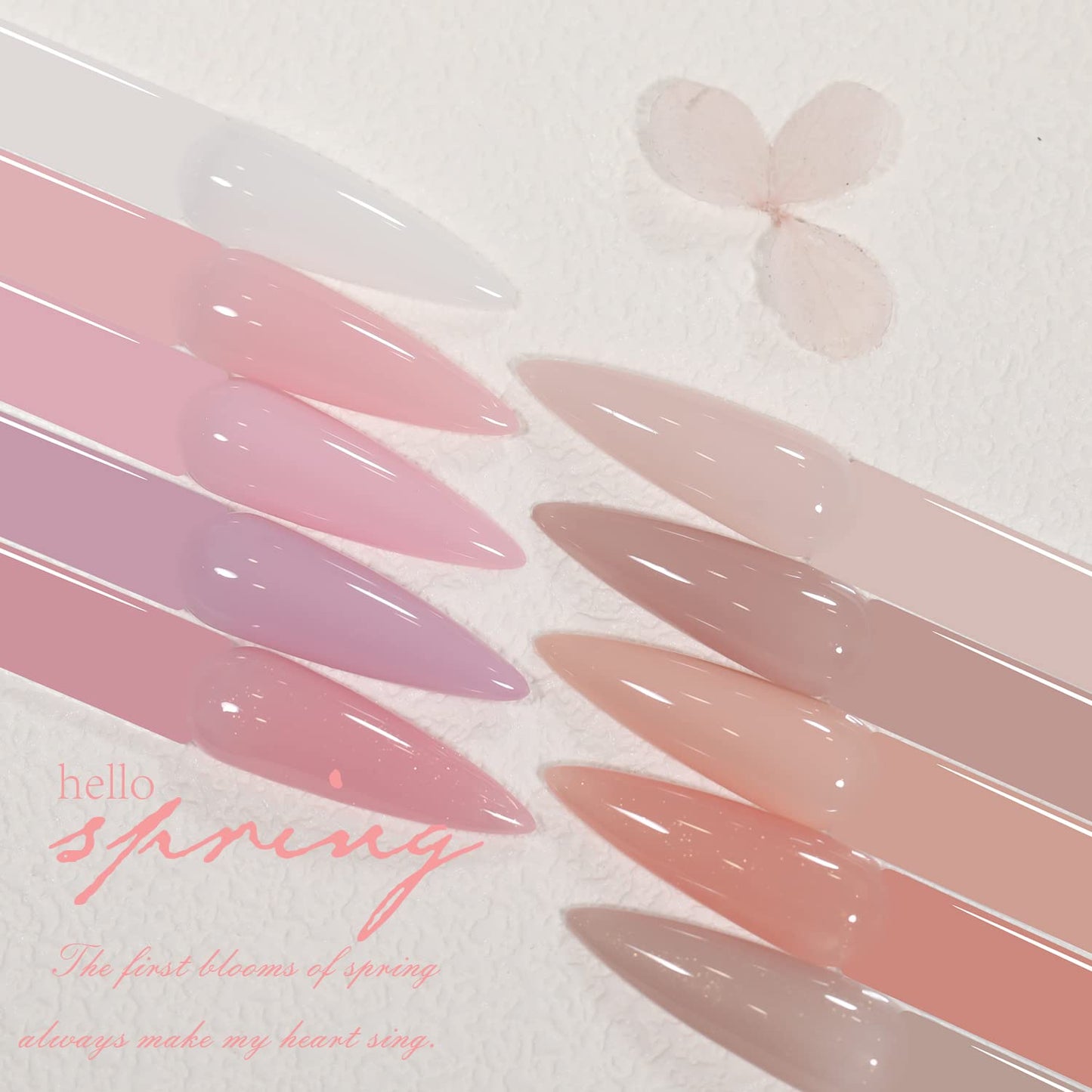 Jelly Pink Gel Nail Polish Set of 10 Colors Including Pink Purple Milky White Nude Gel Polish Kit UV LED Soak Off Nail Polish Home DIY Manicure Nail Salon Varnish