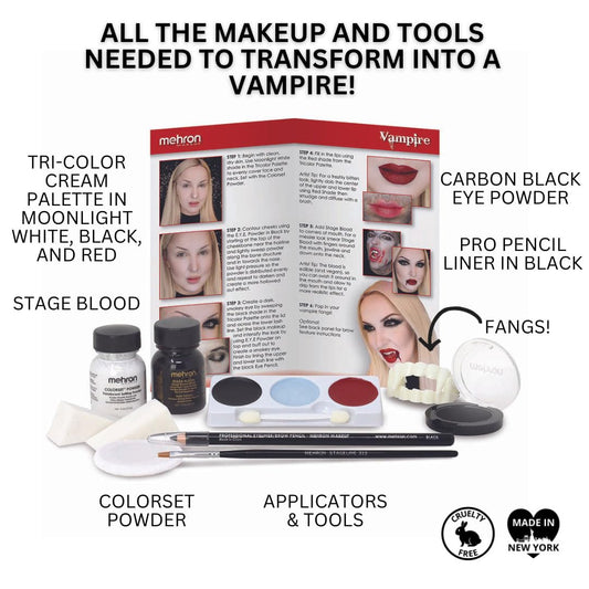 Mehron Makeup Premium Character Kits| Makeup Kits for Halloween & Cosplay| Made in the USA | Complete Makeup Kit | Includes all Makeup, Tools, & Instructions on How to Create the Look | (Vampire)